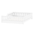 thumbnail image 4 of Euroco Wood Full Size Platform Bed with Shelves, Floor Bed with Guardrails, White, 4 of 12