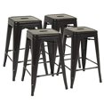 thumbnail image 1 of Metal Bar Stools Set of 4 Counter Height Barstool Stackable Barstools 24 Inch Indoor Outdoor Patio Bar Stool Home Kitchen Dining Stool Backless Bar Chair, 1 of 5