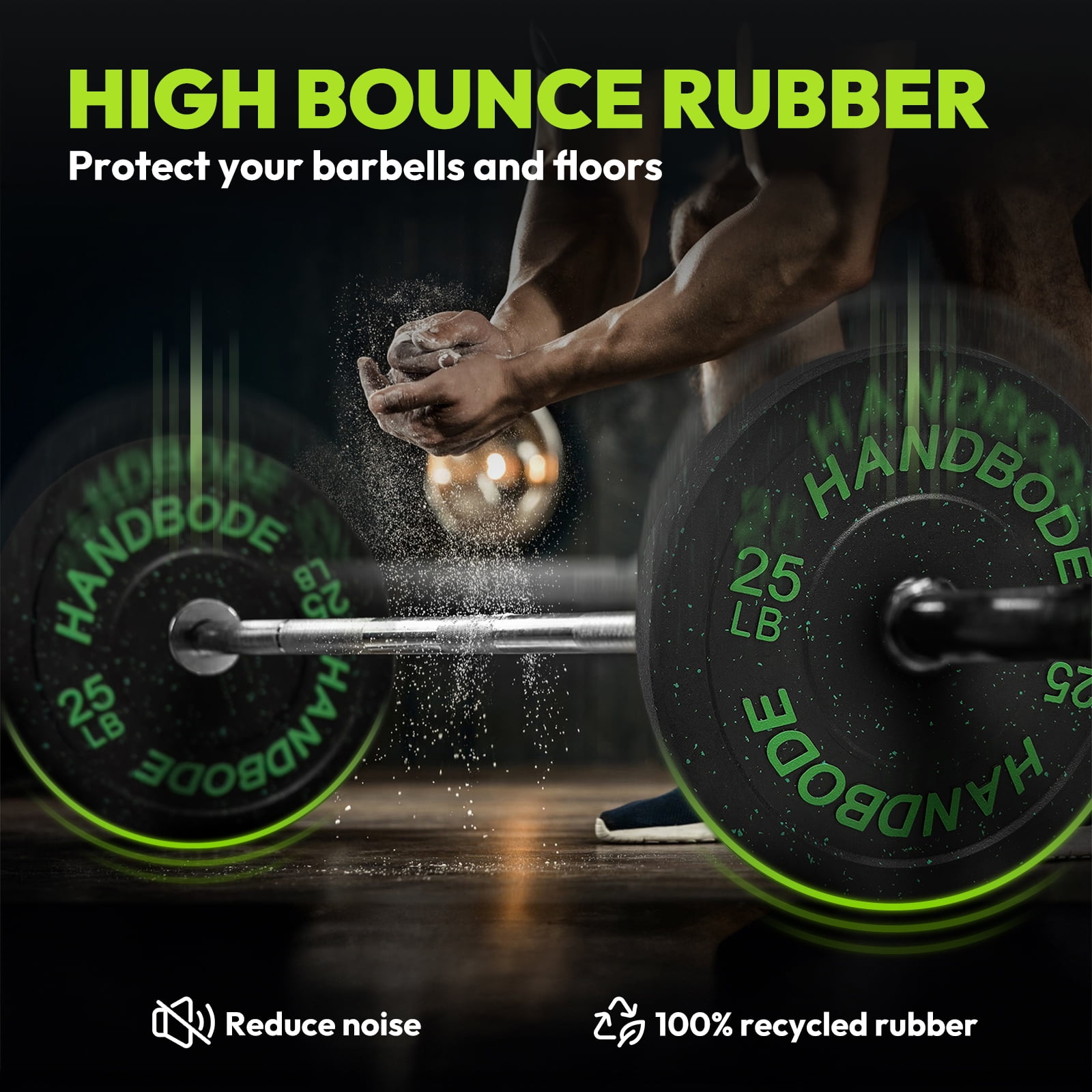 HANDBODE Bumper Plates High-Bounce Olympic Weight Plates, Colored crumb rubber plate for Weight Lifting and Strength Training 190LB