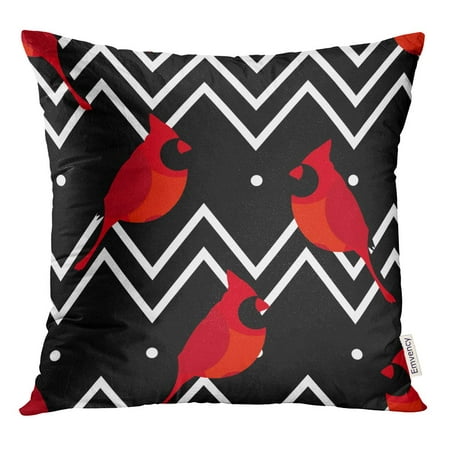 STOAG Bird Abstract Pattern Red Cardinal and Line Zigzags Black Bright Throw Pillowcase Cushion Case Cover 16x16