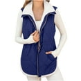 thumbnail image 5 of Cmfcve Oversized Fleece Lined Winter Vest for Women Slimming Drawstring Padded Jacket Sleeveless Solid Color Warm Coat with Pockets, 5 of 8
