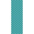thumbnail image 1 of Aspen Brands RUG9T26 2 x 6 ft. Quaterfoil Design Rug - Teal & White, 1 of 2