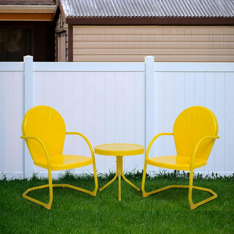 Efurden Outdoor Chairs All Weather Retro Outdoor Furniture Metal Chair for Lawn Garden Balcony Courtyard or Bedroom Yellow