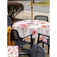 thumbnail image 5 of Outdoor Tablecloth with Umbrella Hole for Patio/Picnic/Party/Camping, Spring Flowers Waterproof Table Cloth Square Cover Washable, Watercolor Pink Orange Floral Romantic Rustic (54"x 54"), 5 of 8