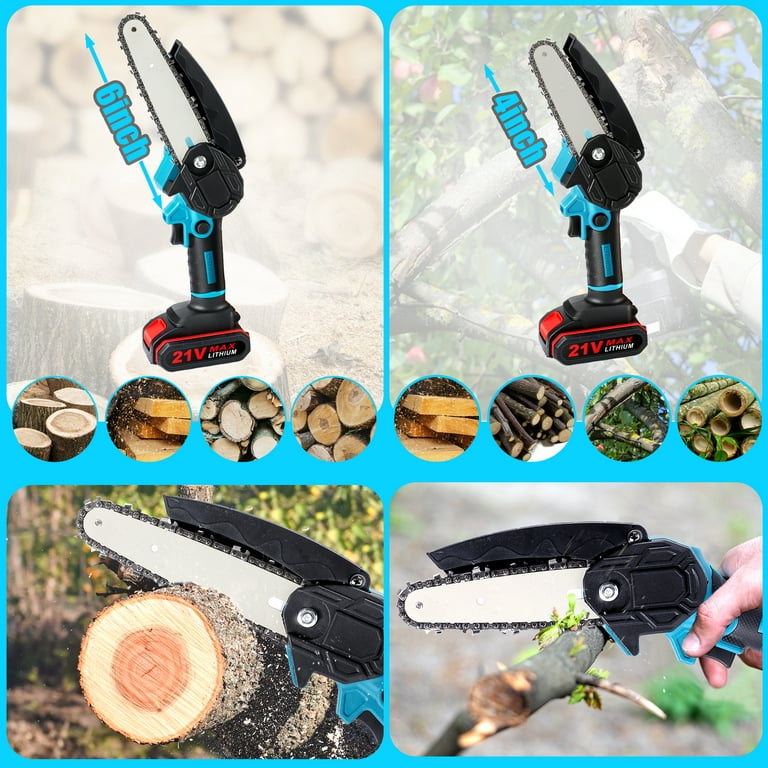 Peektook Mini 6-Inch Electric Cordless Chain saw with 2 Large  Capacity Battery & 2 Chains, Light Weight Battery with Safety Lock and  Strong Motor for Tree Trimming : Patio, Lawn & Garden