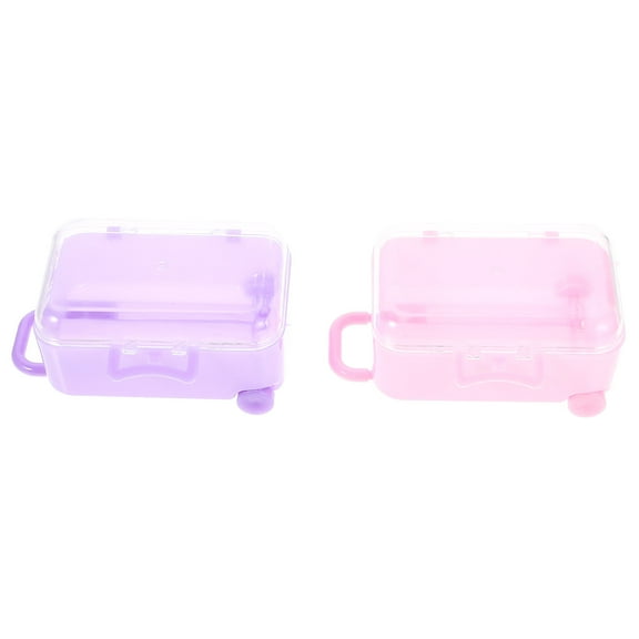 Luxshiny 2Pcs Mini Suitcases Boxes In Purple For Dollhouse Suitcases Luggage Adornment Fashionable Design