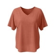 thumbnail image 4 of ZHOGXU Womens Summer T Shirt Short Sleeve V Neck Solid Color Comfortable Lightweight Breathable Tee Top For Casual Daily Wear,Brick Red,Xxl, 4 of 6