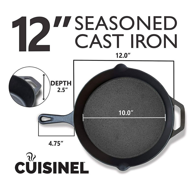 Cuisinel cast Iron Skillet - 10-Inch Dual Handle Frying Pan + Silicone  Handle Holder covers + Pan Scraper - Pre-Seasoned Oven, grill, Fir