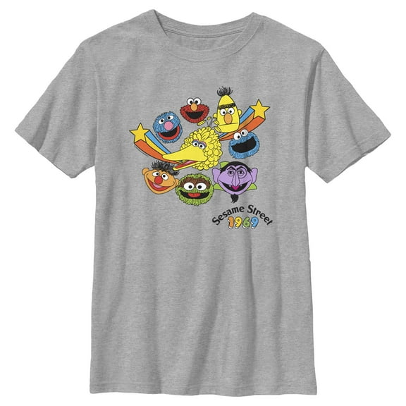Boy's Sesame Street Main Characters Heads 1969 Graphic T-Shirt