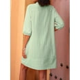 thumbnail image 6 of Womens V Neck Cotton Casual Loose Shift Tunic Smock Summer Dresses Vacation Dress 3/4 Sleeve Pocket Green XXXL, 6 of 7