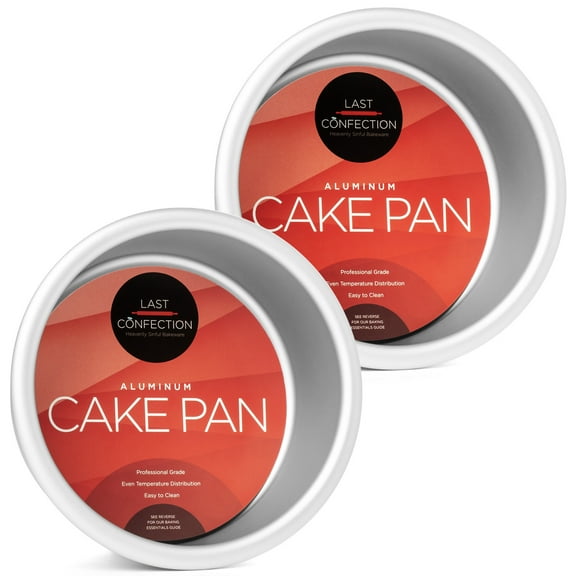 Last Confection 4 x 2 Inch Round Cake Pans, Set of 2 Anodized Aluminum Cake Pan Baking Tins, Professional Bakeware