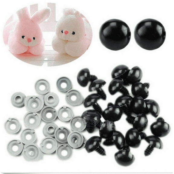 Ymiko 100 Sets 6-12mm lack Plastic Safety Eyes Toy Accessories for Bear,Doll, Puppet,Plush Animal Toy DIY Craft