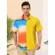 thumbnail image 2 of INSPIRE CHIC Camisas de patchwork con bolsillo en el pecho y manga corta con botones y estampado hawaiano para hombre Amarillo M, 2 of 6
