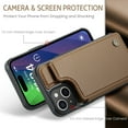 thumbnail image 3 of for iPhone 15 Plus Premium PU Leather Back Case, Multiple Card Slots Design, Double Magnetic Clasp Study Kickstand RFID Blocking Classic Phone Cover for iPhone 15 Plus, Brown, 3 of 9