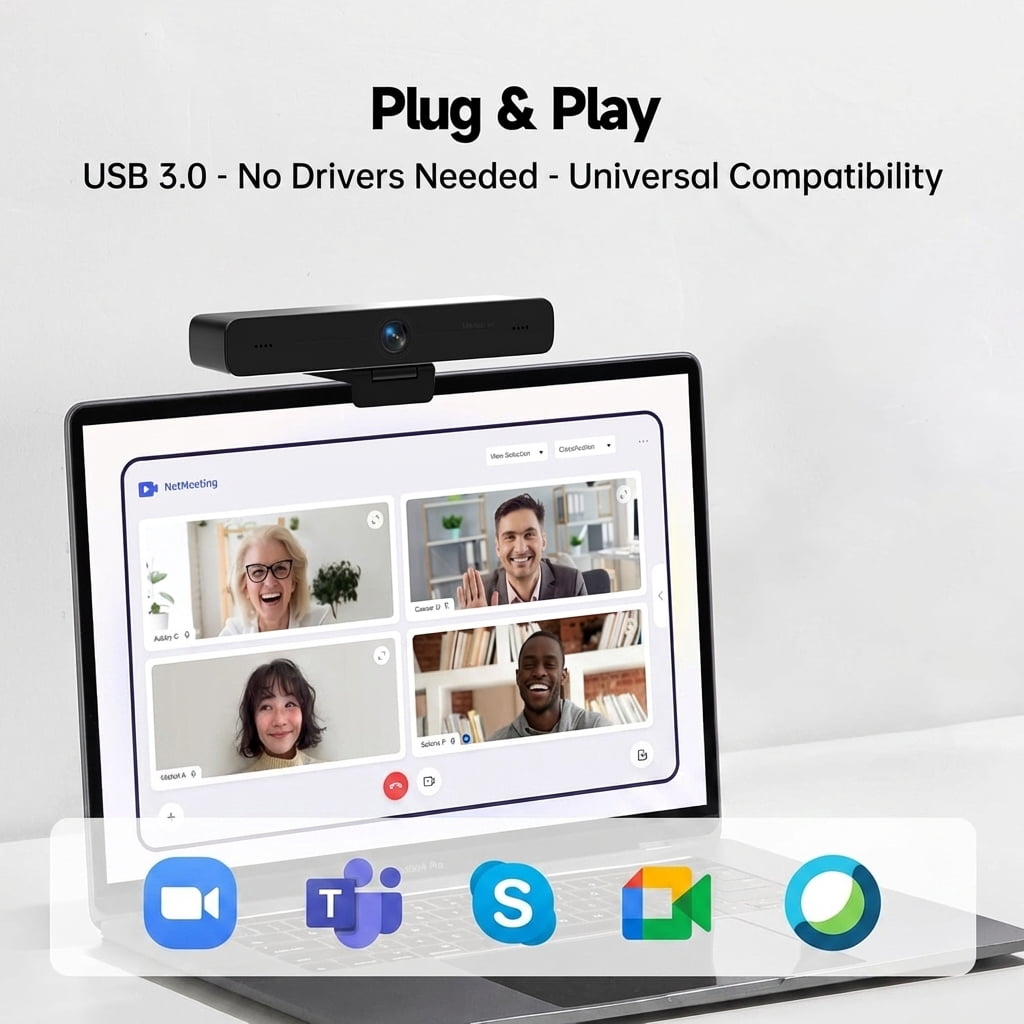 Horion 4K Ultra HD Webcam with Auto Framing, AI Noise Canceling Dual Mics, 100° Wide Angle USB Computer Camera for Video Conferencing and Live Streaming