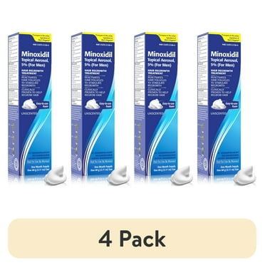 (4 pack) Taro Minoxidil Topical Aerosol Foam, 5%, Hair Regrowth Treatment for Men, 2.11 oz