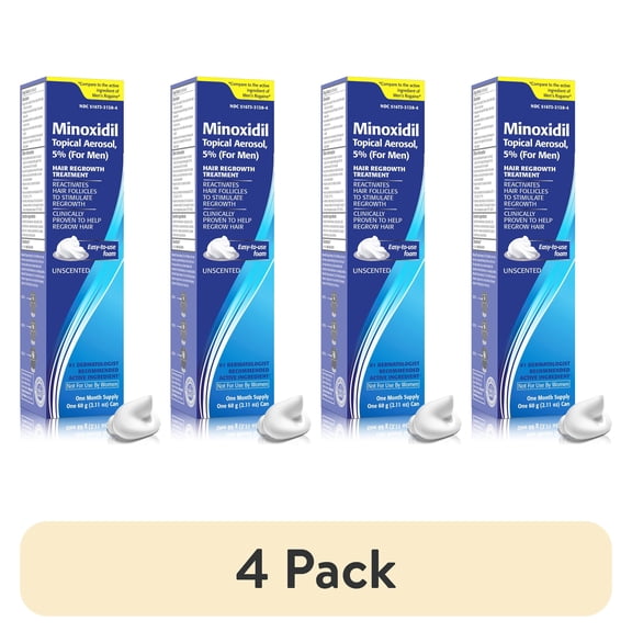 (4 pack) Taro Minoxidil Topical Aerosol Foam, 5%, Hair Regrowth Treatment for Men, 2.11 oz