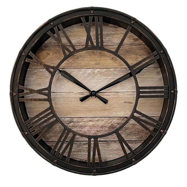 Reloj de Péndulo de Pared Estilo Vintage - Diámetro Color Marrón Cobre Efecto Envejecido TUNC Sencillez