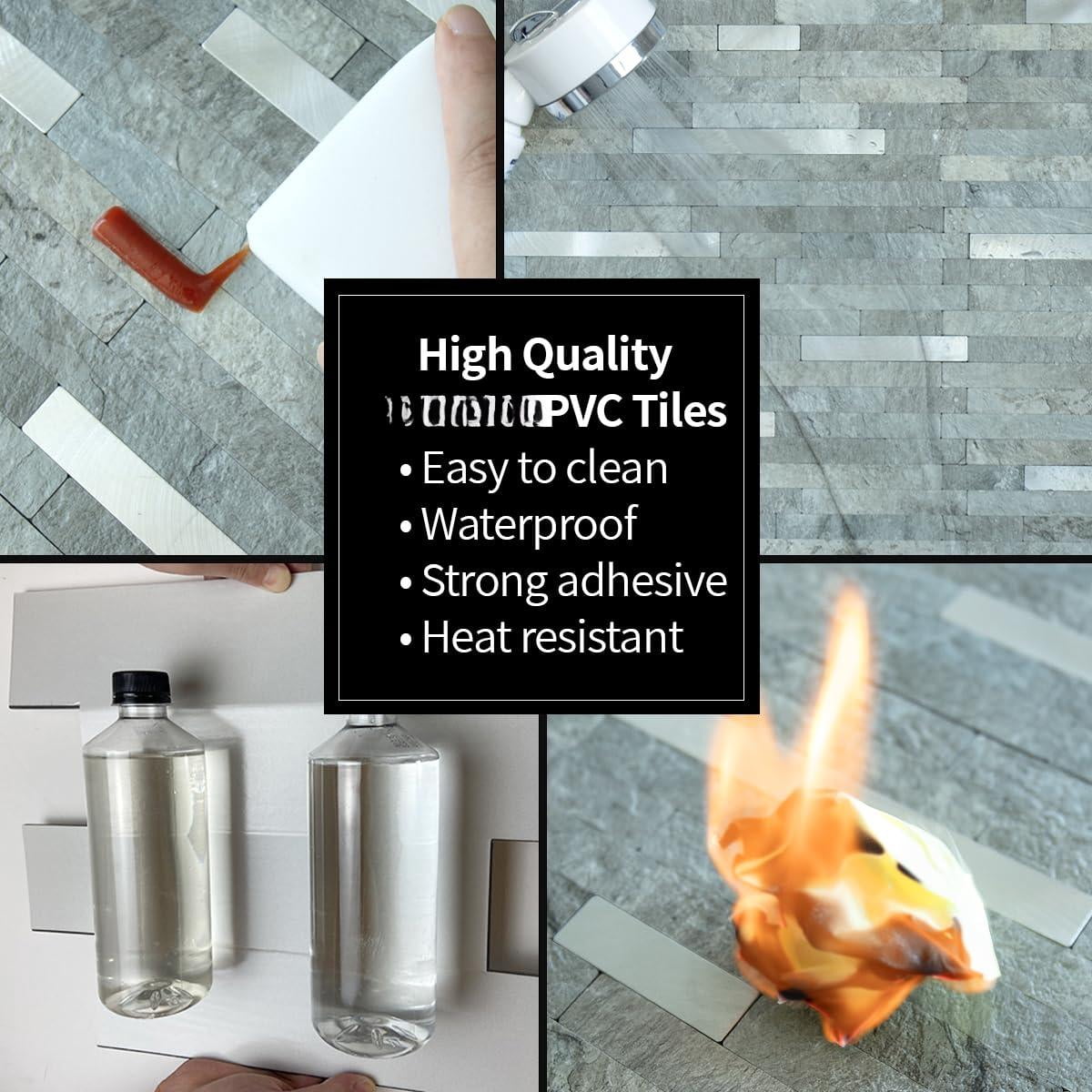 20 Sheets Mountain Rock Peel And Stick Backsplash  Pvc Mixed Metal Wall Tile On For Kitchen Bathroom