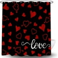 thumbnail image 3 of Valentine''s Day Shower Curtain Black Red Love Heart Romantic Sweetheart Sweet Couple Lover Theme Holiday Bathroom Curtains Decor with Hooks, 3 of 4