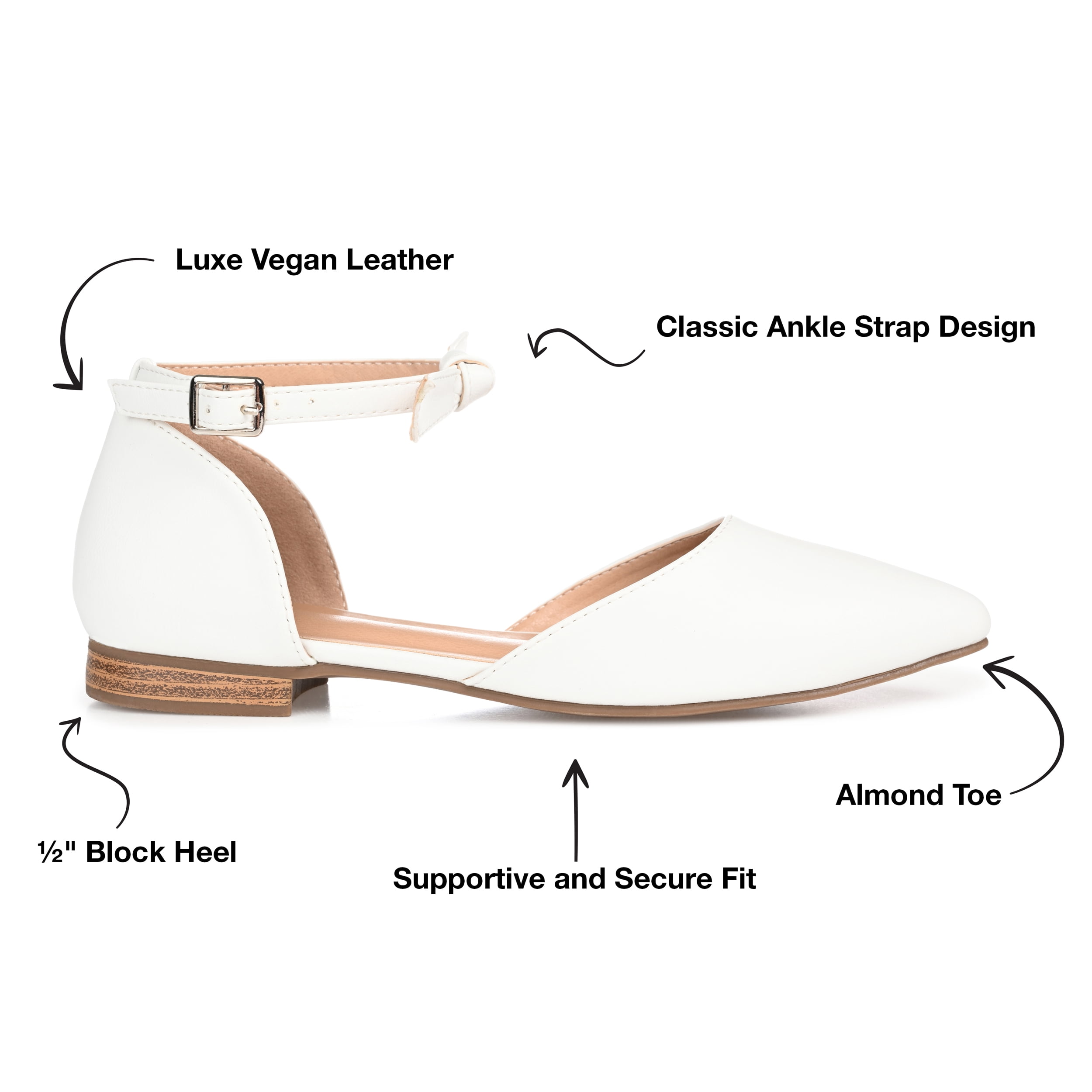 Journee Womens Vielo Ballet Almond Toe Buckle Flats, Widths Available