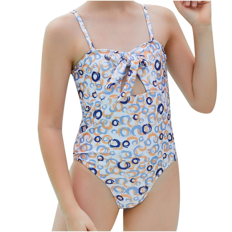 Fesfesfes Kids Bathingsuit Teen Girls Swimsuit Rainbow Stripe Sunshine  Beachwear Swimwear Siamese Bathing Suit 