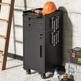 thumbnail image 6 of 34.3" Narrow Rolling Tool Cabinet - Space-Saving Garage Storage with Lockable Door, 2 Drawers and Large Handle, Slim Metal Organizer for Tight Spaces, 6 of 57