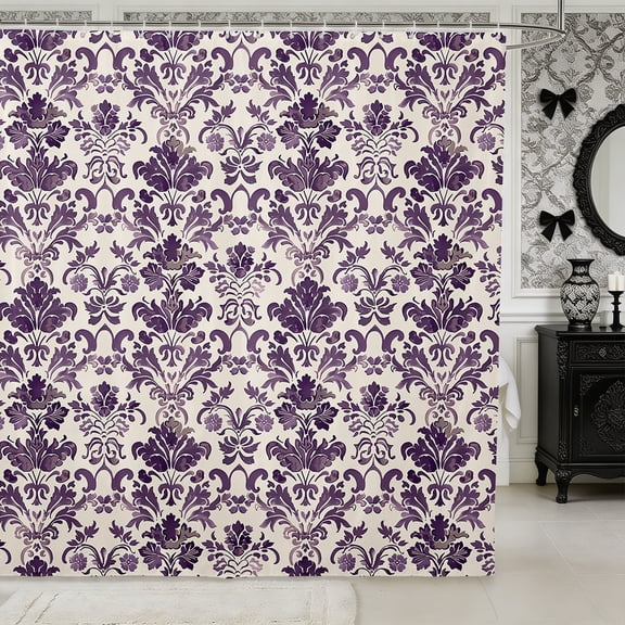 Manfei Hippie Damask Shower Curtain 72Wx72L,Exotic Style Bathroom Curtain