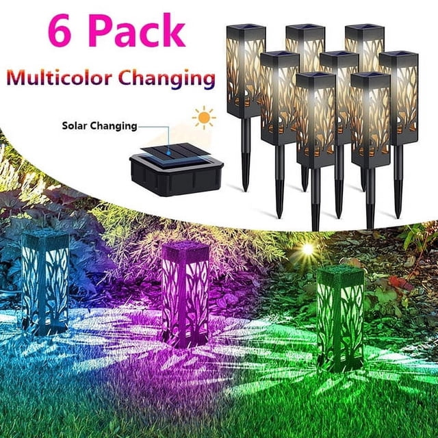 Dicasser 1/2/4/6 piezas de antorchas solares impermeables con llama, luces para decoración de exteriores, para patio, jardín, camino, patio, boda, fiesta