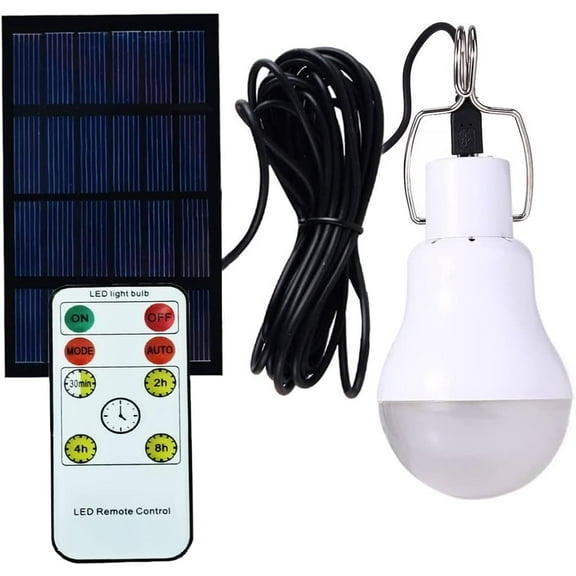 Solar Powered Lamp Remote Control Portable Led Bulb Lights Solar Energy Panel Led Lighting for Camp Tent Night Fishing Emergency Lights Flash 350LM(Pack of 1 Remote Control)