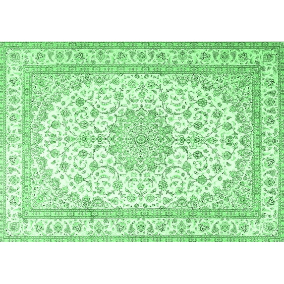 Ahgly Company Indoor Rectangle Medallion Emerald Green Traditional Area Rugs, 7' x 10'
