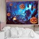 thumbnail image 3 of Halloween Tapestry Terror Pumpkin Jack-O-Lantern Wall Decor Night Spooky Jungle Tapestry Hunted House Photo Wall Art for Bedroom Home Dorm Halloween D, 3 of 5