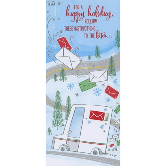 Designer Greetings Follow Instructions to the Letter: Gift Card Holder / Money Holder Holiday Card for Mail Carrier
