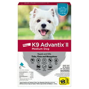 K9 Advantix II Flea and Tick Treatment for Medium Dogs, 6 Monthly Treatments