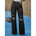 thumbnail image 2 of Chase Secret Women's Ripped Jeans High Waisted Wide Leg Jeans Destroyed Flare Jeans, 2 of 6