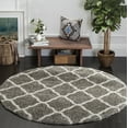 thumbnail image 2 of SAFAVIEH Hudson Aline Plush Geometric Shag Area Rug, Grey/Ivory, 3' x 3' Round, 2 of 6