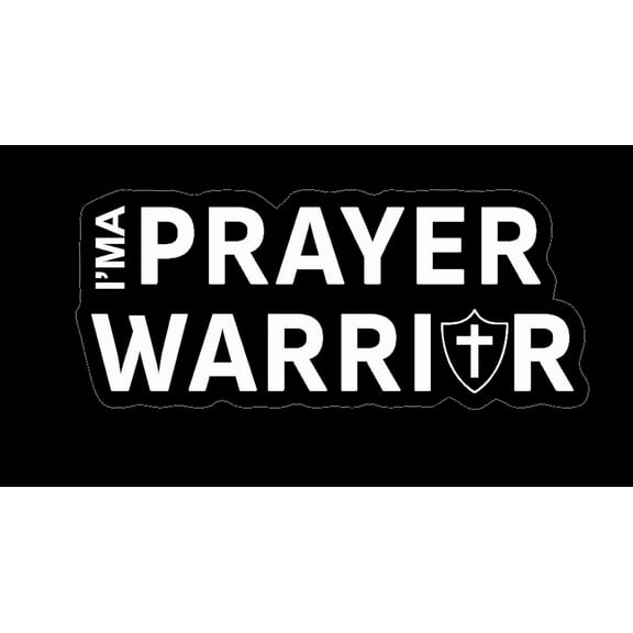 Prayer Warrior Vinyl Car Decal, Pray Scripture Religious Faith Christian Sticker for auto, Vehicle, Bike, Van, RV (White)