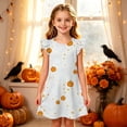 thumbnail image 2 of Bysome Girls Dress Graphic Print Short Sleeve Crew Neck Dresses Halloween Soft Girls Dress Size 5-6 Years White, 2 of 5