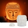 thumbnail image 5 of NUAHRHY Buddha Head Ceramic Aromatherapy Oil Burner Essential Oil Diffuser Tealight Candle Holders Buddha Ornament for Yoga Spa Home Bedroom Decoration Gift (White), 5 of 9