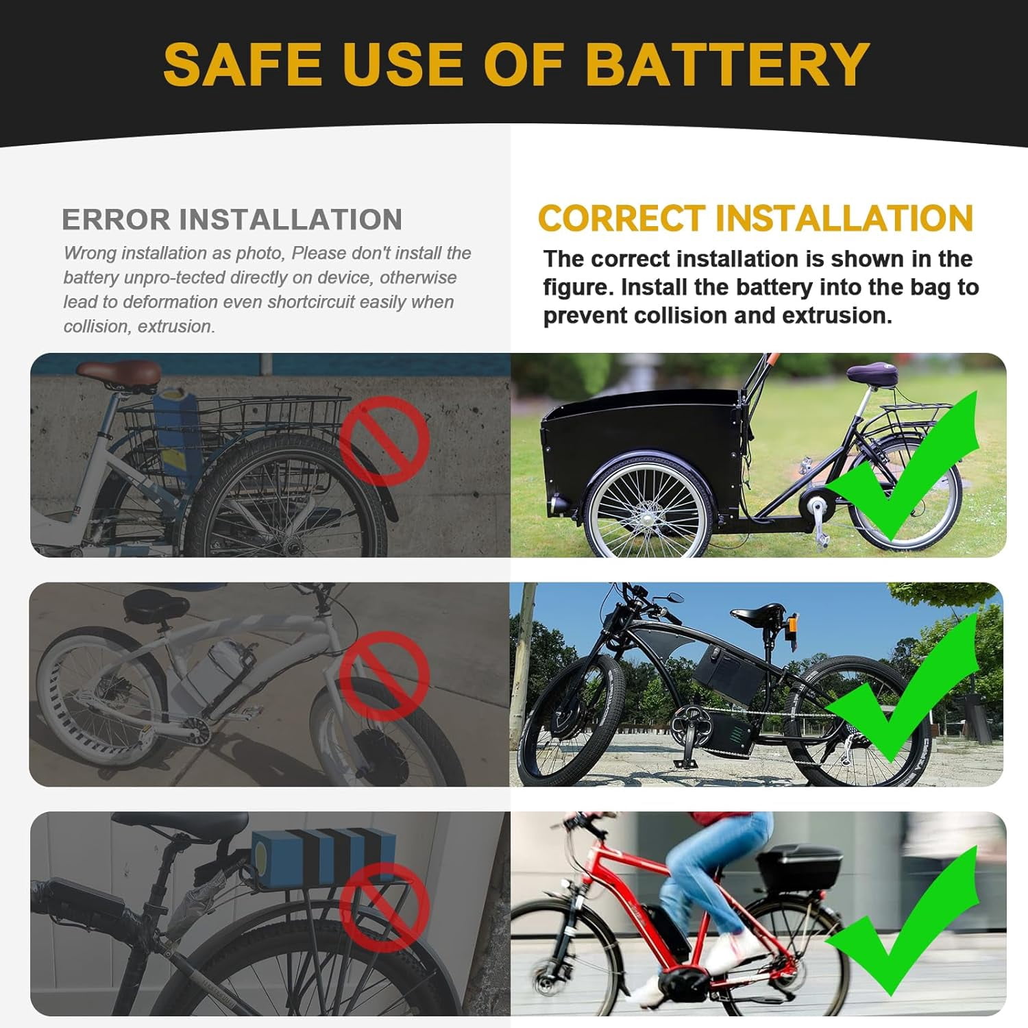 Ebike Battery 36V 16AH Lithium Battery Pack with 30A BMS for Electric Scooter Bicycles Motorcycle