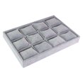 thumbnail image 1 of Bracelet Box Watch Pendant Stud Earring Tray 12 Grid Plate with Pillow Jewelry Organizer Multifunction Packing Tool Case Gray velour, 1 of 9