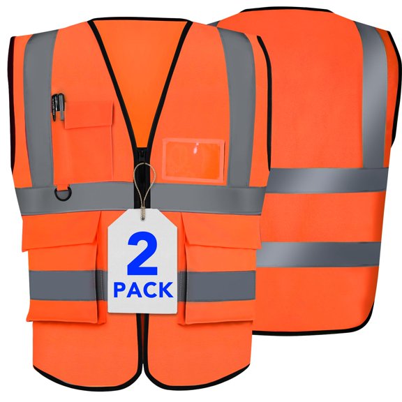 Chaleco de seguridad XPCARE Hi Vis reflectante con bolsillos naranja