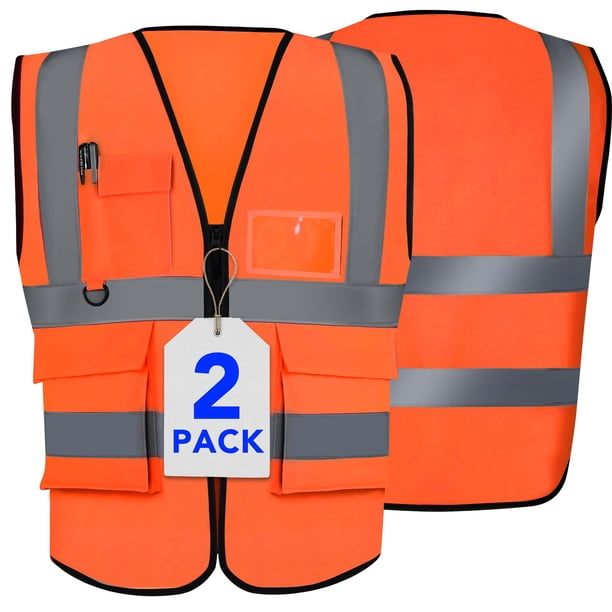 Chaleco de seguridad XPCARE Hi Vis reflectante con bolsillos naranja