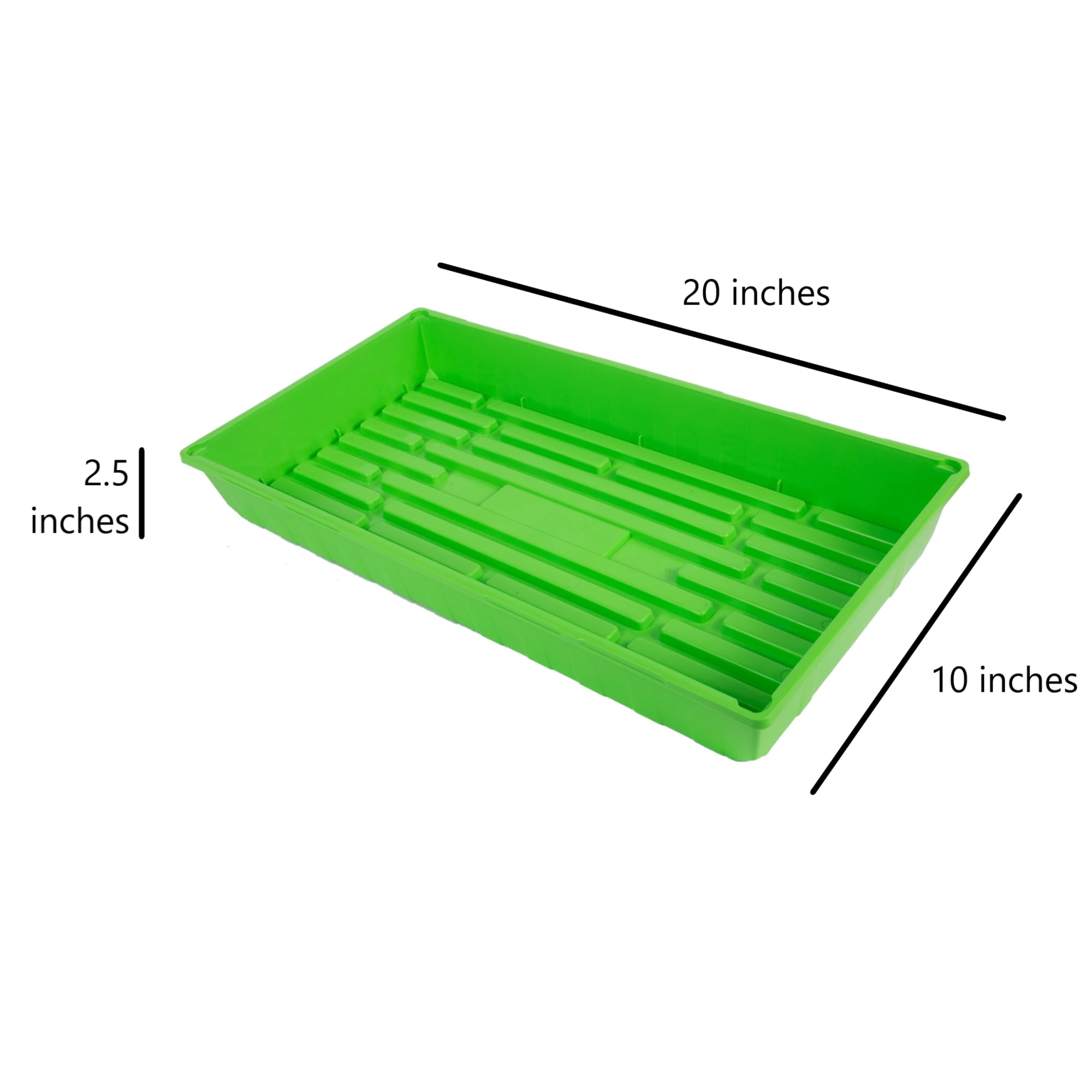 SUNPACK 10” x 20” Mega Plastic Seed Starting Tray, Green, 2.5” - No Drainage Holes, Ideal for Greenhouses or Indoor Gardening - Made of Thick, Strong Plastic