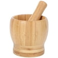 thumbnail image 1 of 2pcs Useful Kitchen Household Garlic Pugging Pot Pedestal Bowl Mortar and Pestle Set for Home Restaurant (L Size), 1 of 8