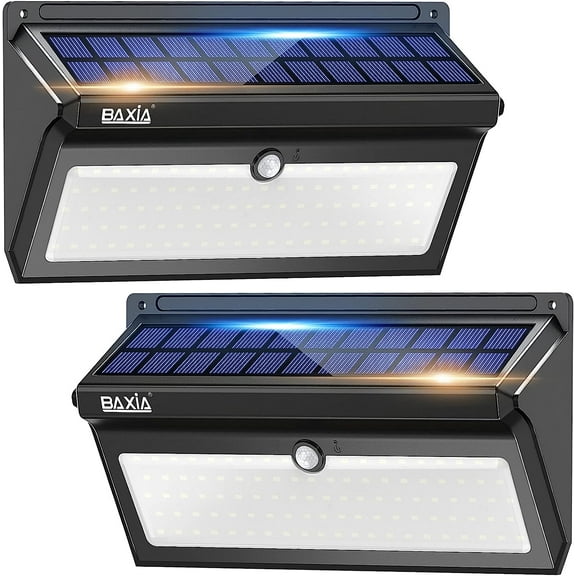 Solar Lights Outdoor, Wireless 100 LED Solar Motion Sensor Lights Waterproof Security Wall Lighting Outside for Front Door, Backyard, Steps, Garage, Garden