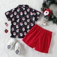 thumbnail image 5 of XXWXYD Toddler Boys Christmas Short Sleeve T-Shirt and Shorts Set with Cartoon Santa Prints, Gentleman Outfit for Holiday Par𝗍y, 5 of 9