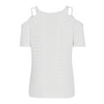 thumbnail image 6 of Women's Summer Short Sleeve Off Shoulder V-Neck Casual Lace Up T-Shirt, 6 of 6