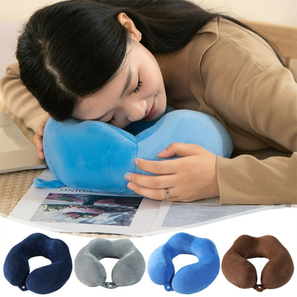 Almohada de espuma viscoelástica para el cuello para viajar - Almohada de soporte cervical en forma de U para avión, coche y oficina, comodidad ergonómica para dormir, gris