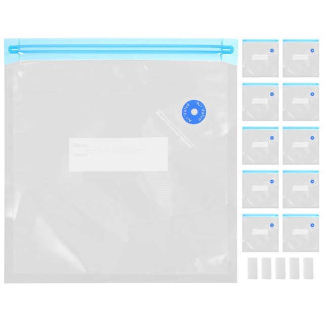 OULII 25 Pcs Sacs sous Vide Refermables Sacs de Conservation des Aliments Pe Pa 11.8X7.9In